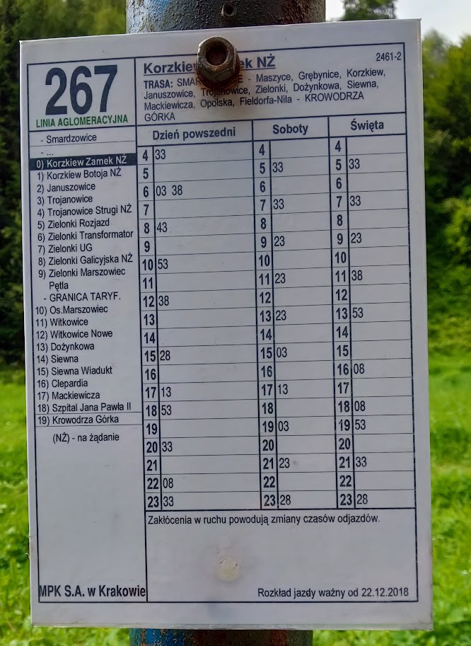 ザメックコシュキエフの最寄りのバス停の時刻表